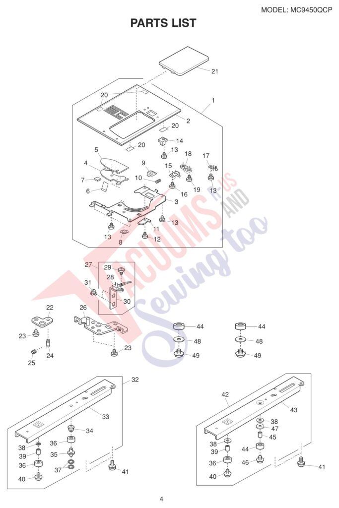 Janome 9450QCP exploded schematic diagram (page 10)