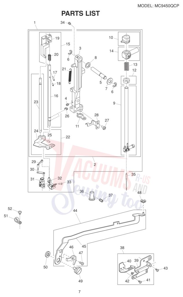 Janome 9450QCP exploded schematic diagram (page 13)