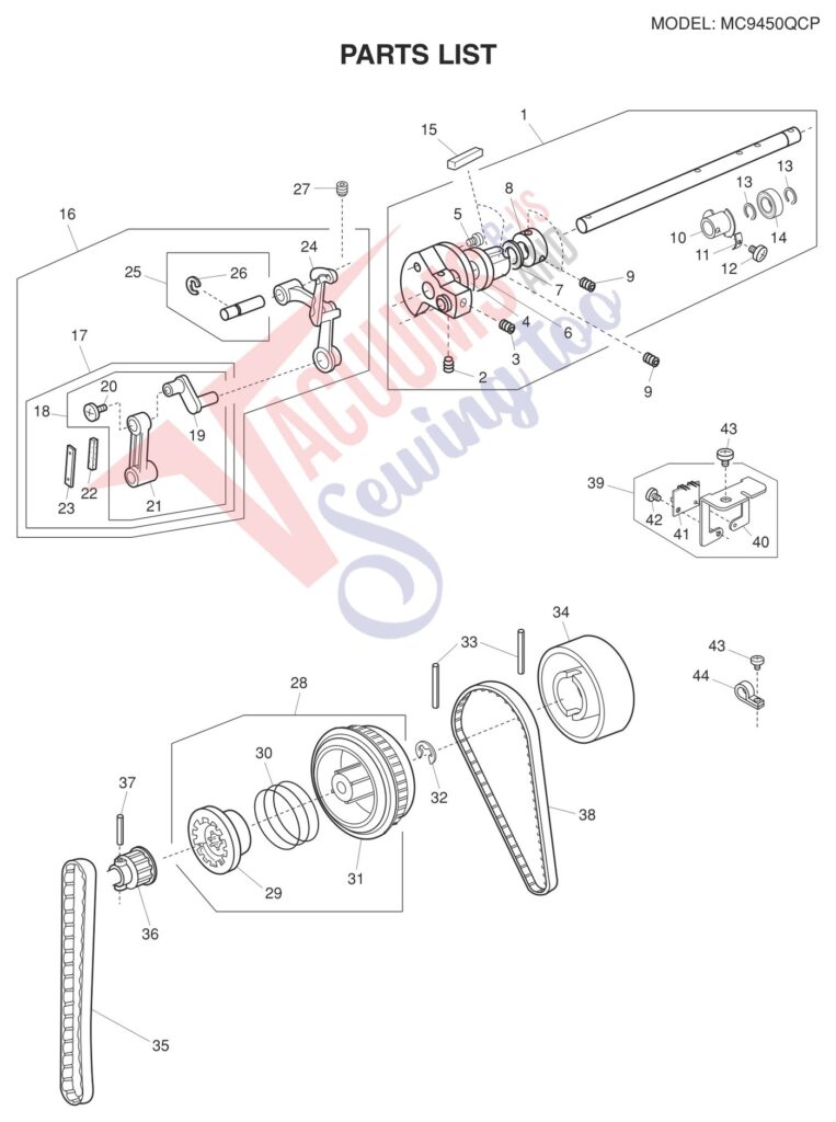 Janome 9450QCP exploded schematic diagram (page 14)