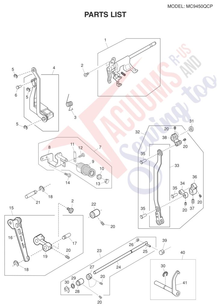 Janome 9450QCP exploded schematic diagram (page 15)