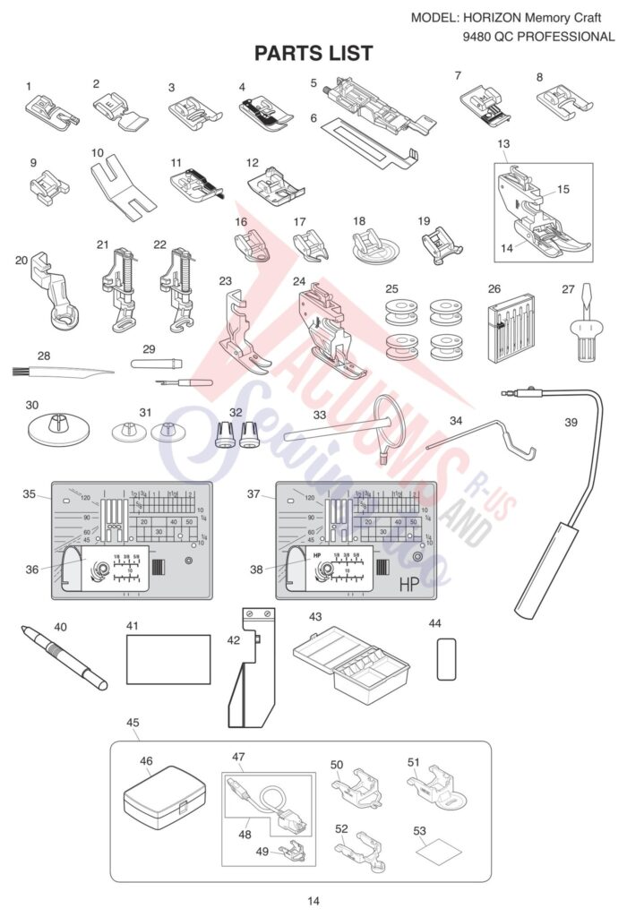 Janome 9480QCP exploded schematic diagram (page 6)