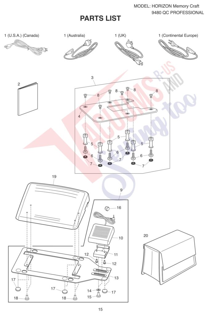 Janome 9480QCP exploded schematic diagram (page 7)