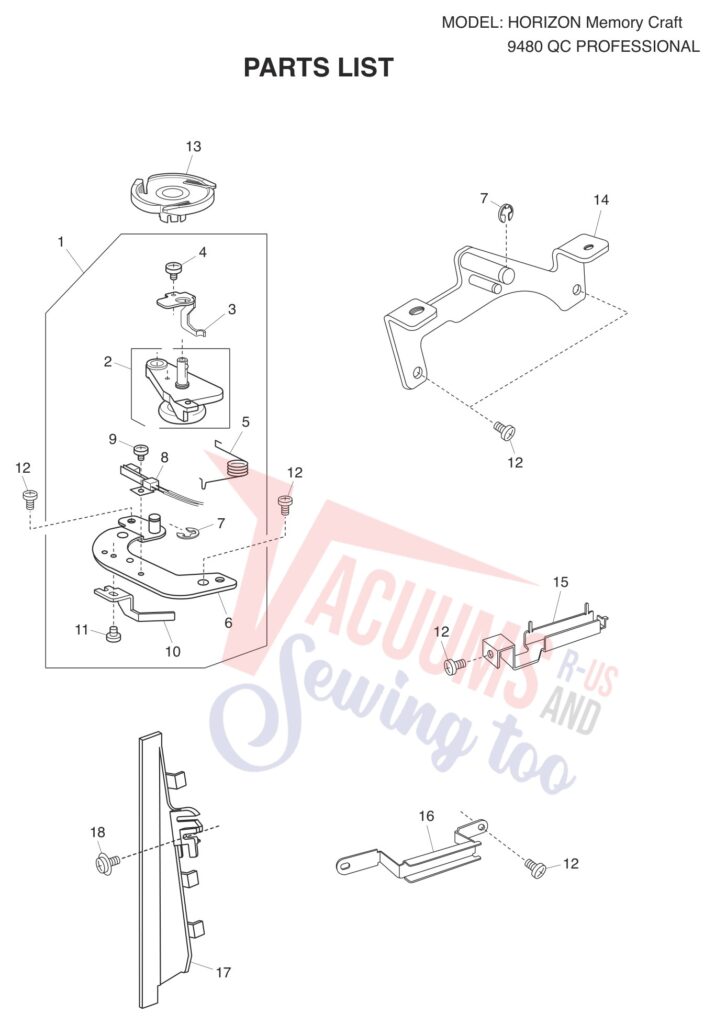 Janome 9480QCP exploded schematic diagram (page 9)