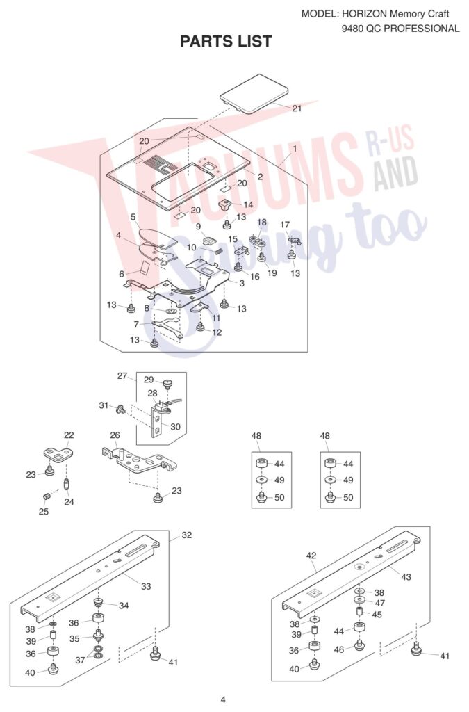 Janome 9480QCP exploded schematic diagram (page 10)