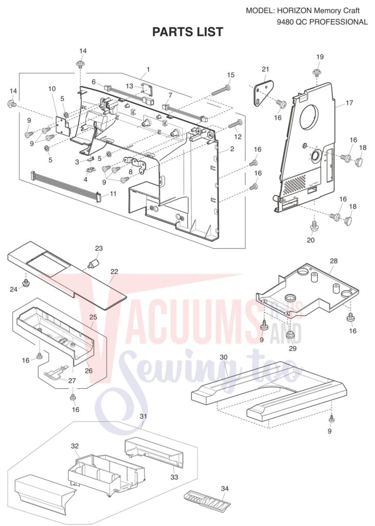 Janome 9480QCP exploded schematic diagram (page 11)