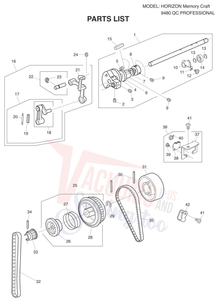 Janome 9480QCP exploded schematic diagram (page 14)