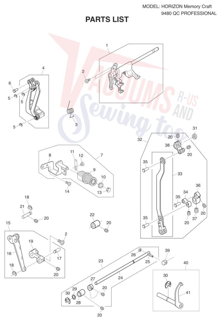 Janome 9480QCP exploded schematic diagram (page 15)