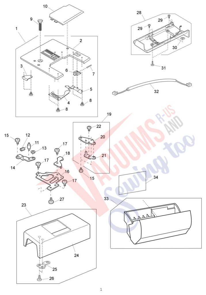 Janome 9700 exploded schematic diagram (page 1)