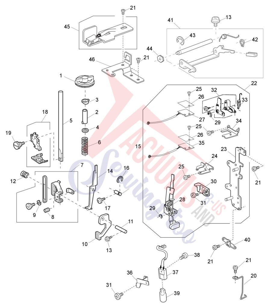 Janome 9700 exploded schematic diagram (page 6)