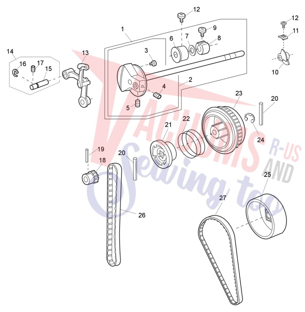 Janome 9700 exploded schematic diagram (page 7)