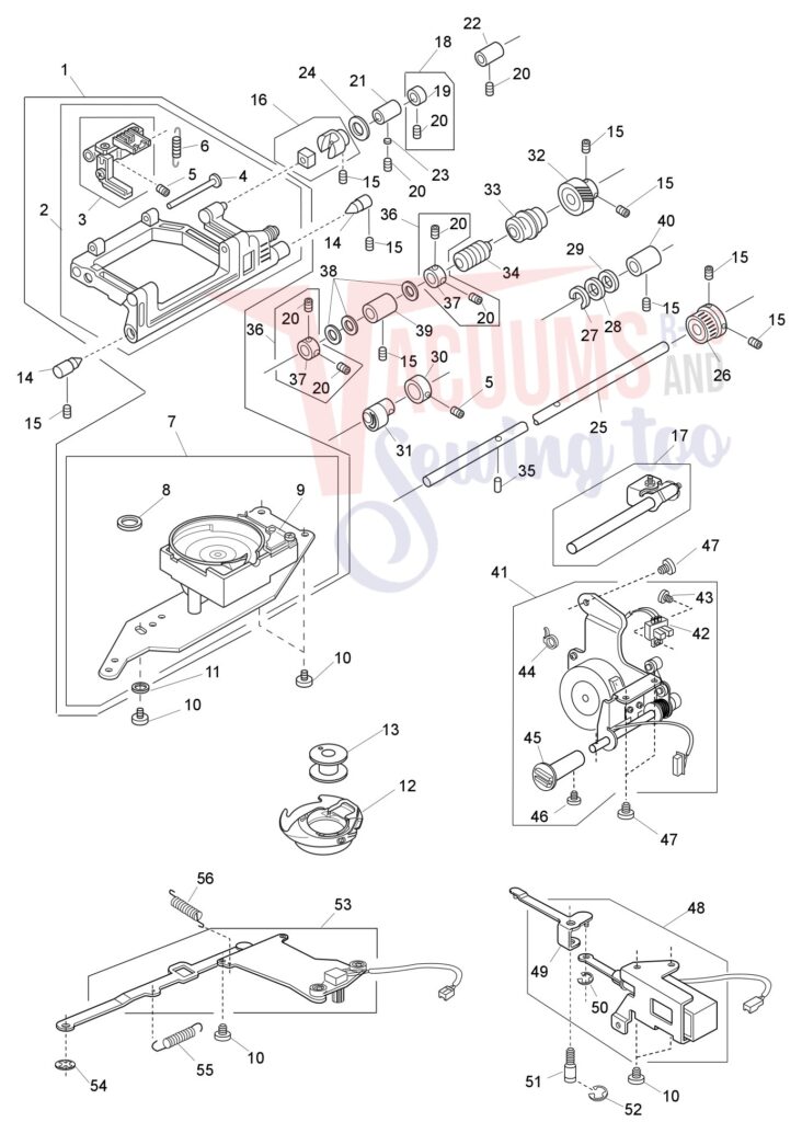 Janome 9700 exploded schematic diagram (page 8)