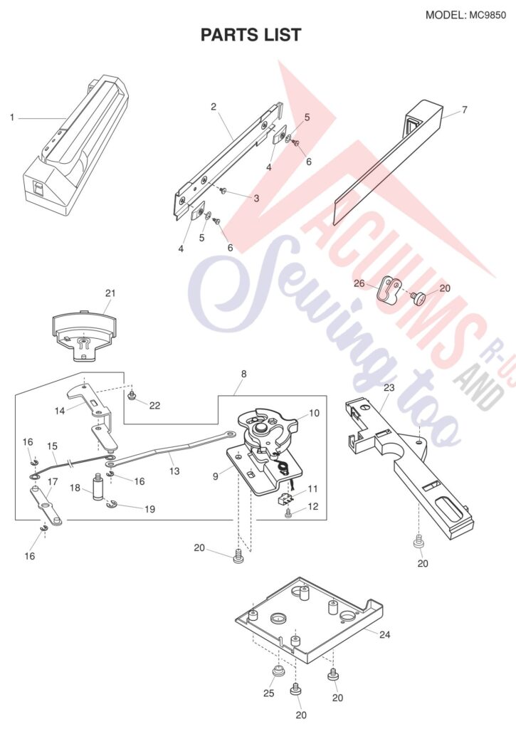 Janome 9850 exploded schematic diagram (page 2)
