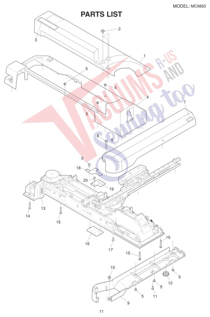 Janome 9850 exploded schematic diagram (page 3)