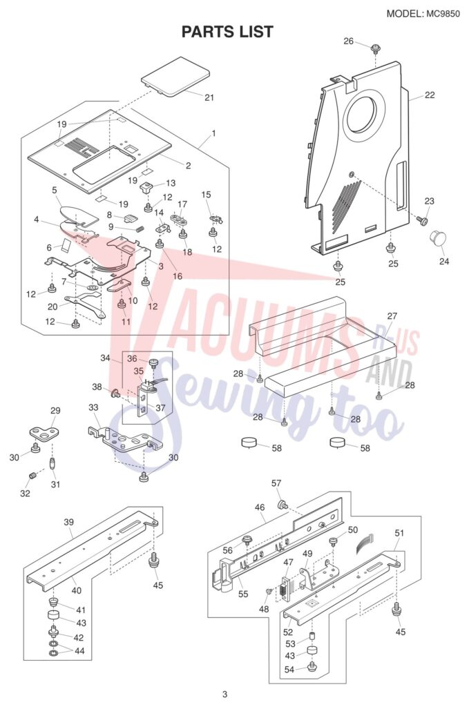 Janome 9850 exploded schematic diagram (page 7)
