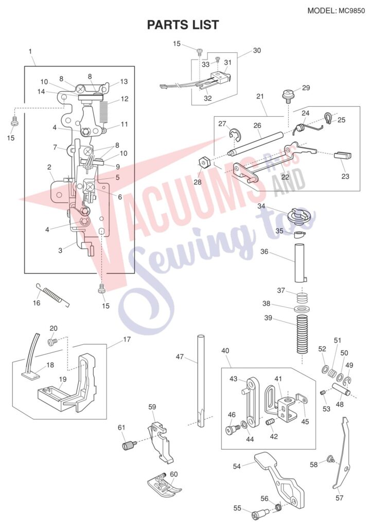 Janome 9850 exploded schematic diagram (page 8)