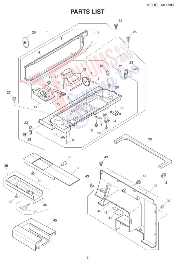 Janome 9900 exploded schematic diagram (page 9)