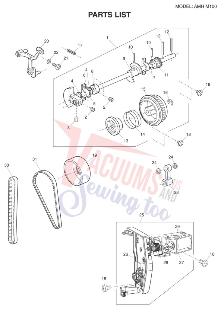 Janome AMH-M100 exploded schematic diagram (page 1)