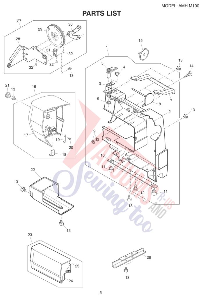 Janome AMH-M100 exploded schematic diagram (page 5)