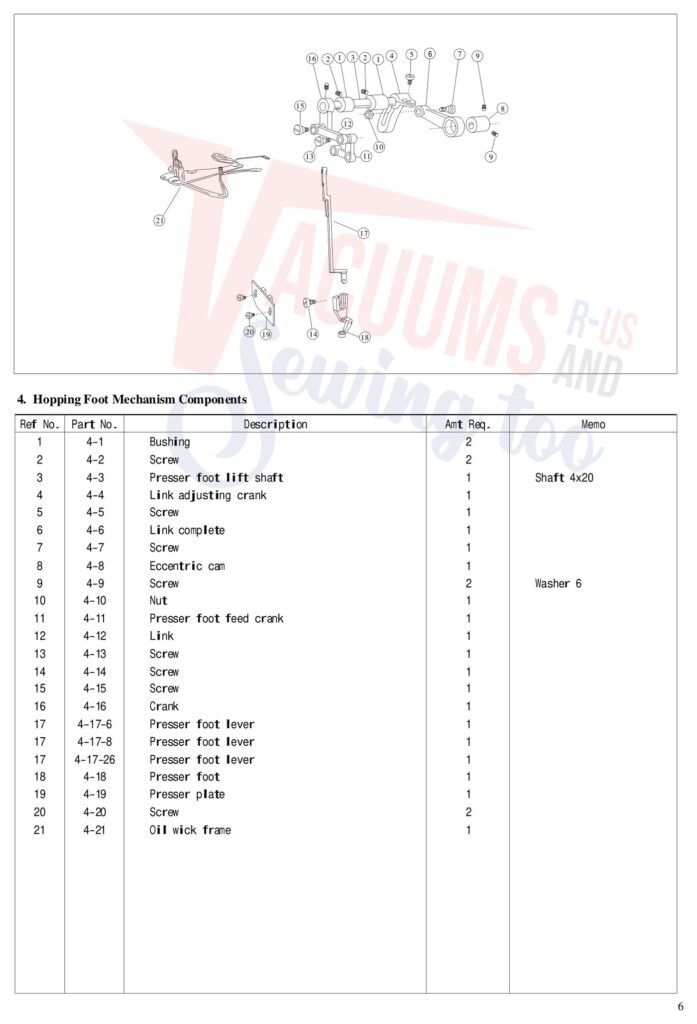 Janome AQ18DX exploded schematic diagram (page 9)