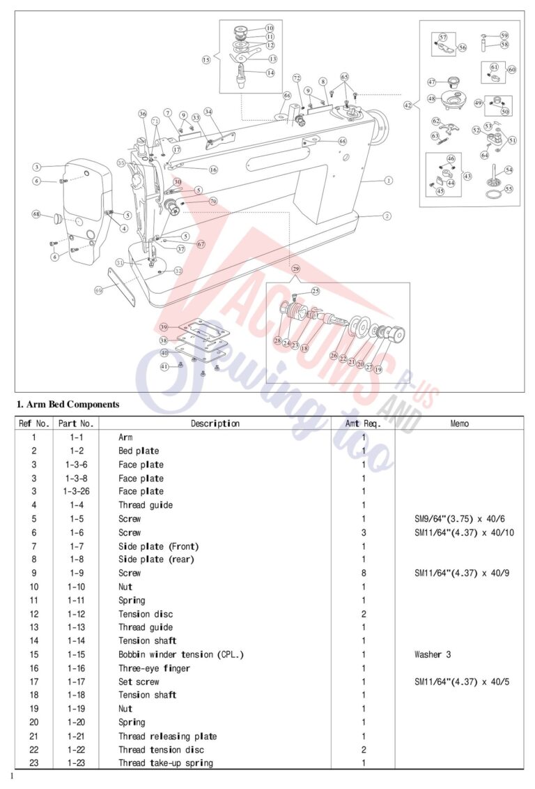 Janome AQ26DX schematic page 1 preview