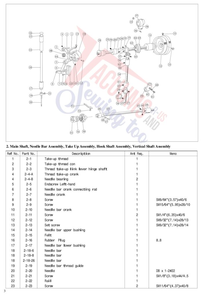 Janome AQ26DX exploded schematic diagram (page 7)