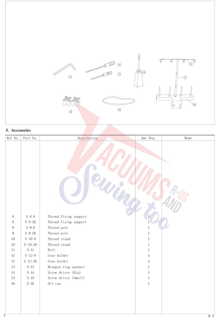 Janome AQ26DX exploded schematic diagram (page 10)