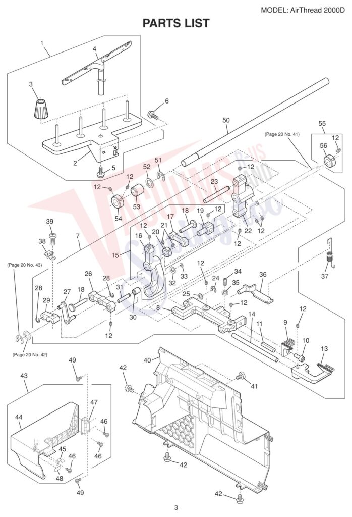 Janome AT2000D exploded schematic diagram (page 7)
