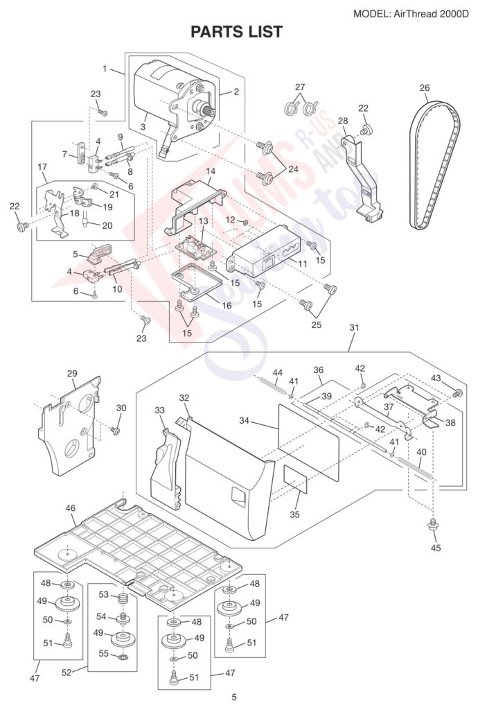 Janome AT2000D exploded schematic diagram (page 9)