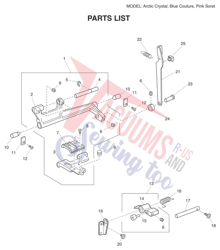 Janome Blue Couture exploded schematic diagram (page 7)