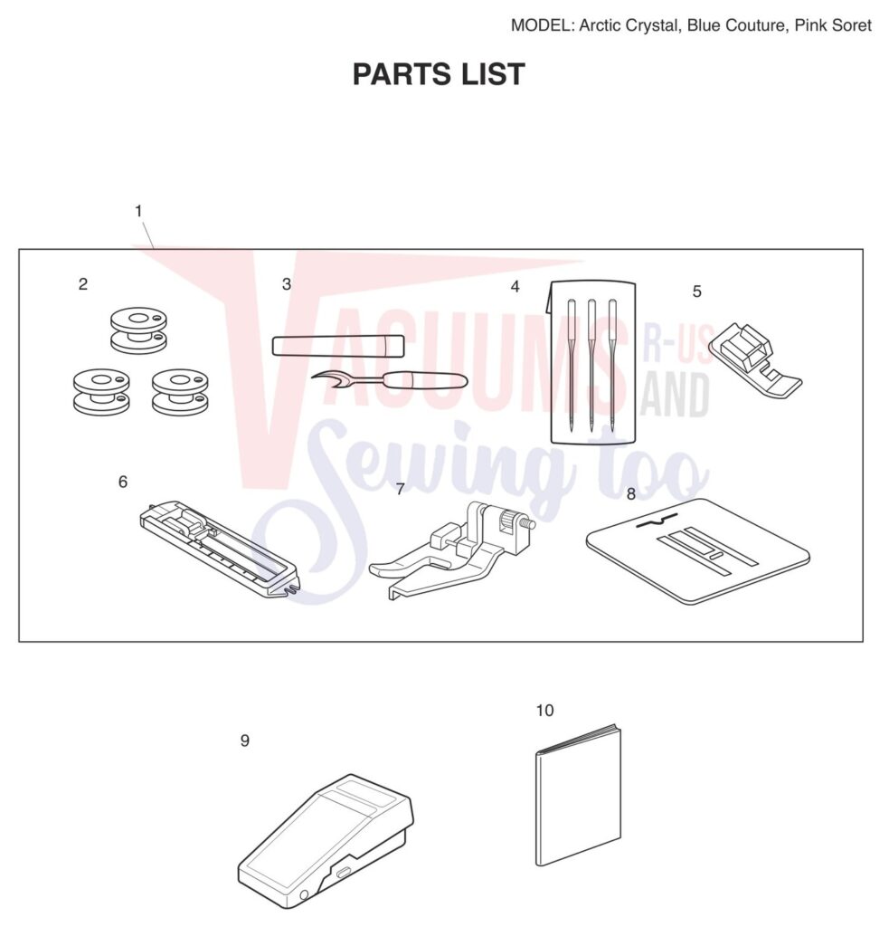Janome Blue Couture exploded schematic diagram (page 9)