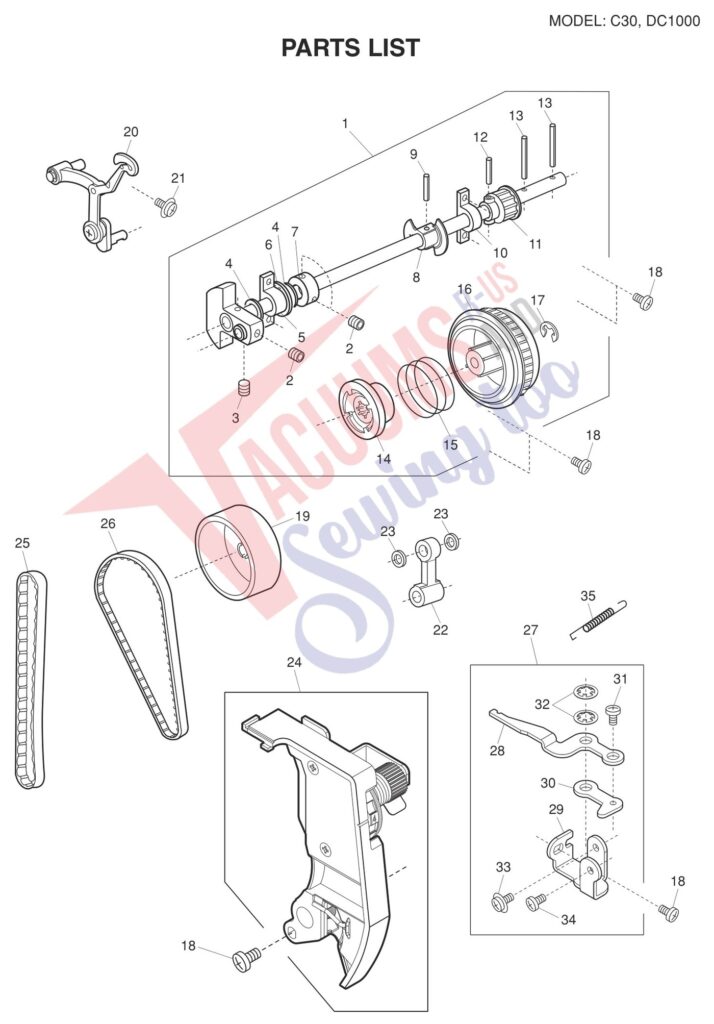 Janome C30 exploded schematic diagram (page 1)