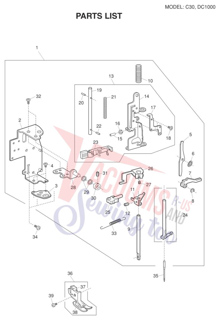 Janome C30 exploded schematic diagram (page 2)