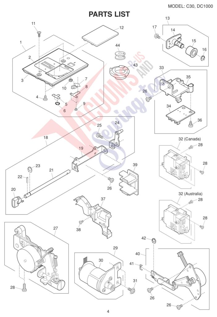 Janome C30 exploded schematic diagram (page 4)