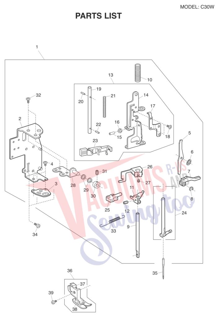 Janome C30-W exploded schematic diagram (page 2)
