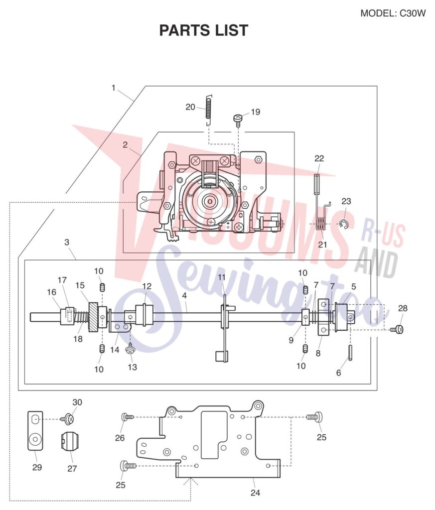 Janome C30-W exploded schematic diagram (page 3)