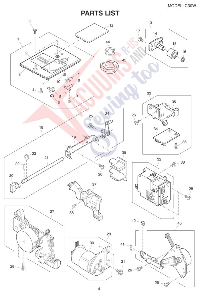 Janome C30-W exploded schematic diagram (page 4)