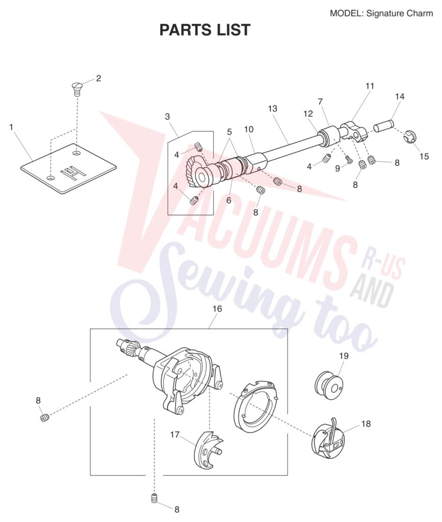 Janome Charm exploded schematic diagram (page 6)