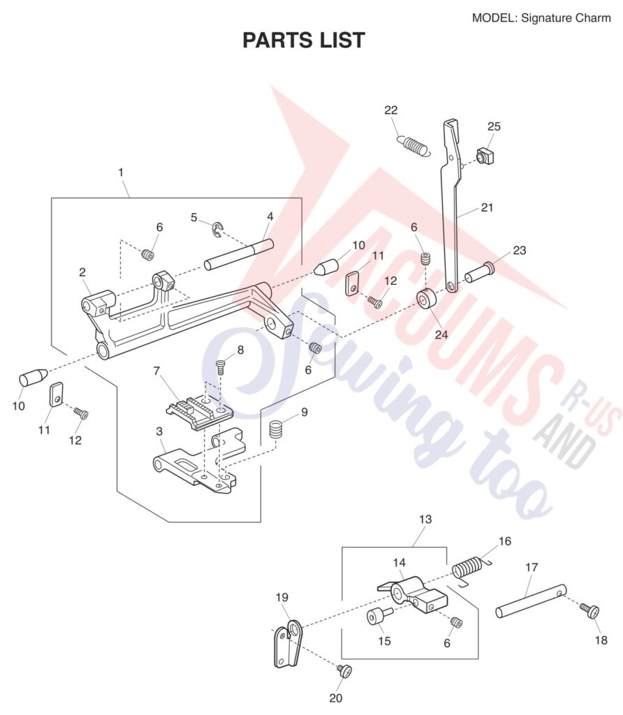Janome Charm exploded schematic diagram (page 7)