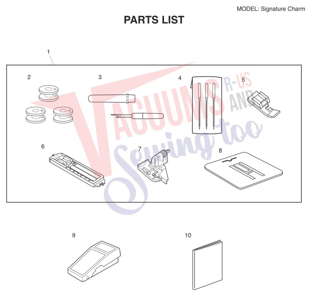 Janome Charm exploded schematic diagram (page 9)
