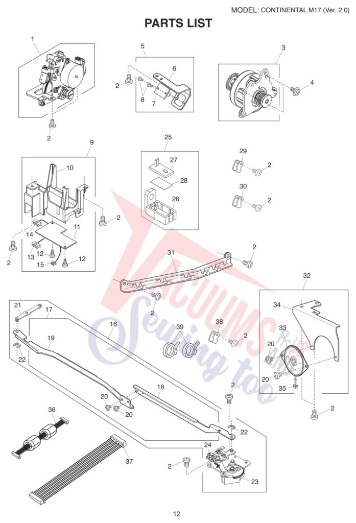 Janome CM17 V2 exploded schematic diagram (page 4)