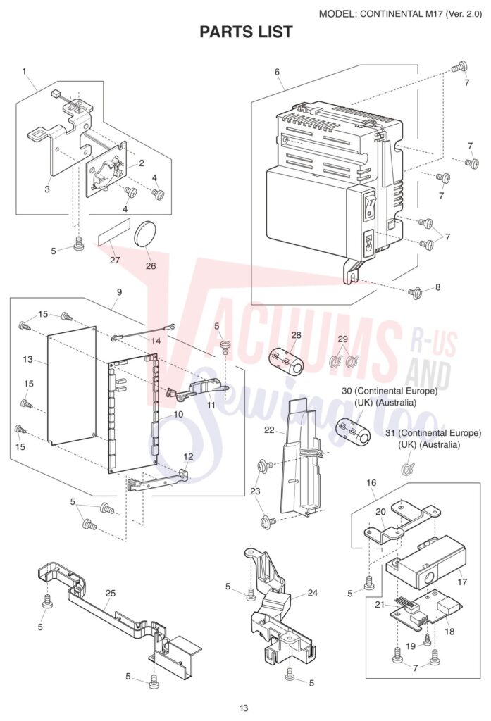 Janome CM17 V2 exploded schematic diagram (page 5)