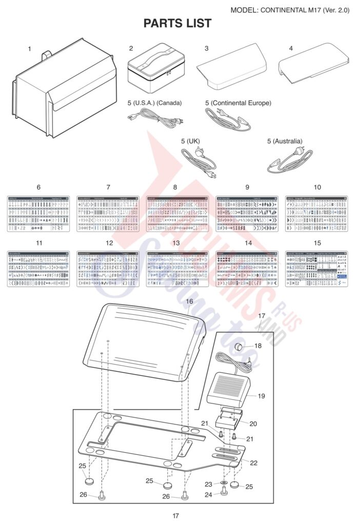 Janome CM17 V2 exploded schematic diagram (page 9)