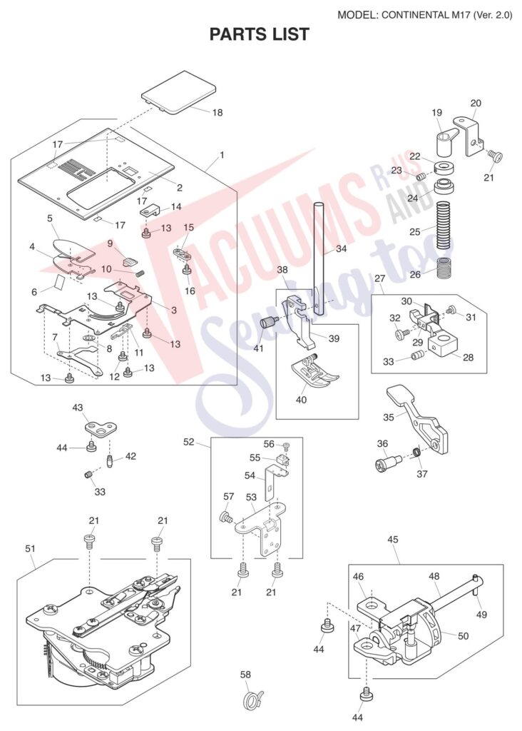 Janome CM17 V2 exploded schematic diagram (page 12)
