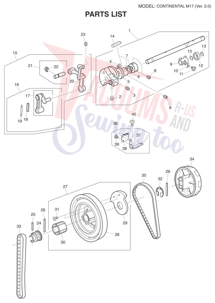Janome CM17 V2 exploded schematic diagram (page 16)