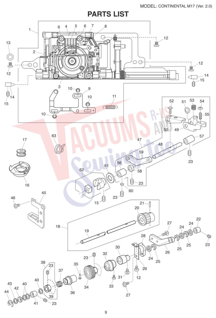 Janome CM17 V2 exploded schematic diagram (page 17)