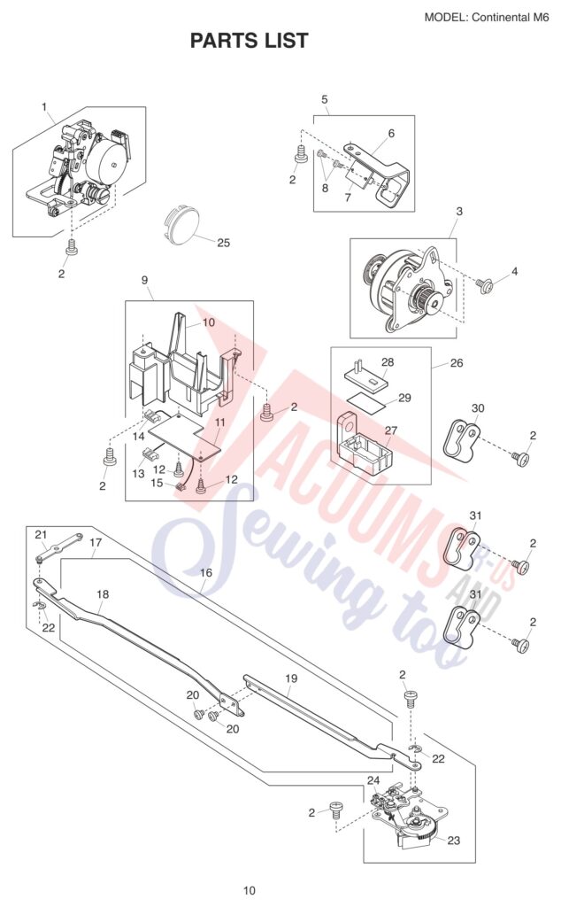 Janome CM6 exploded schematic diagram (page 2)