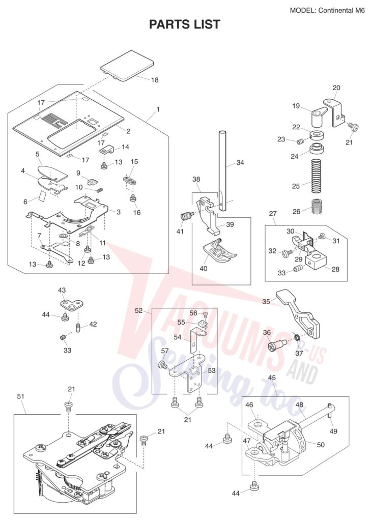 Janome CM6 exploded schematic diagram (page 10)