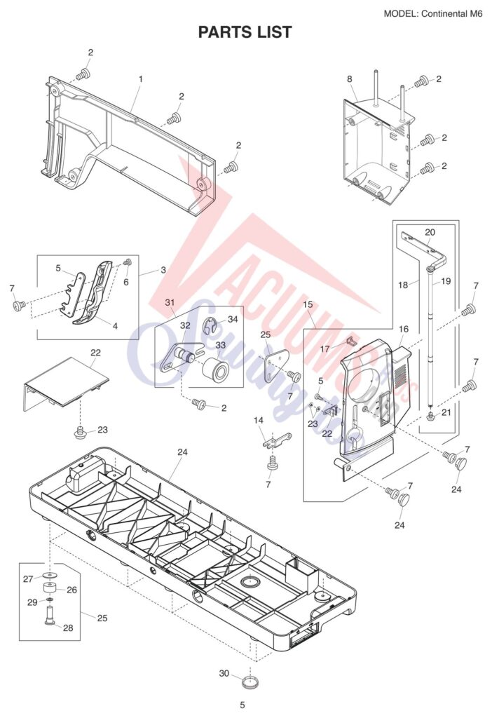 Janome CM6 exploded schematic diagram (page 12)