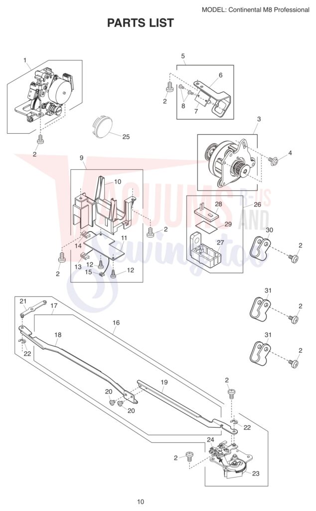 Janome CM8 exploded schematic diagram (page 2)