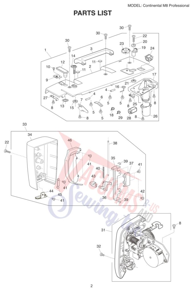 Janome CM8 exploded schematic diagram (page 6)